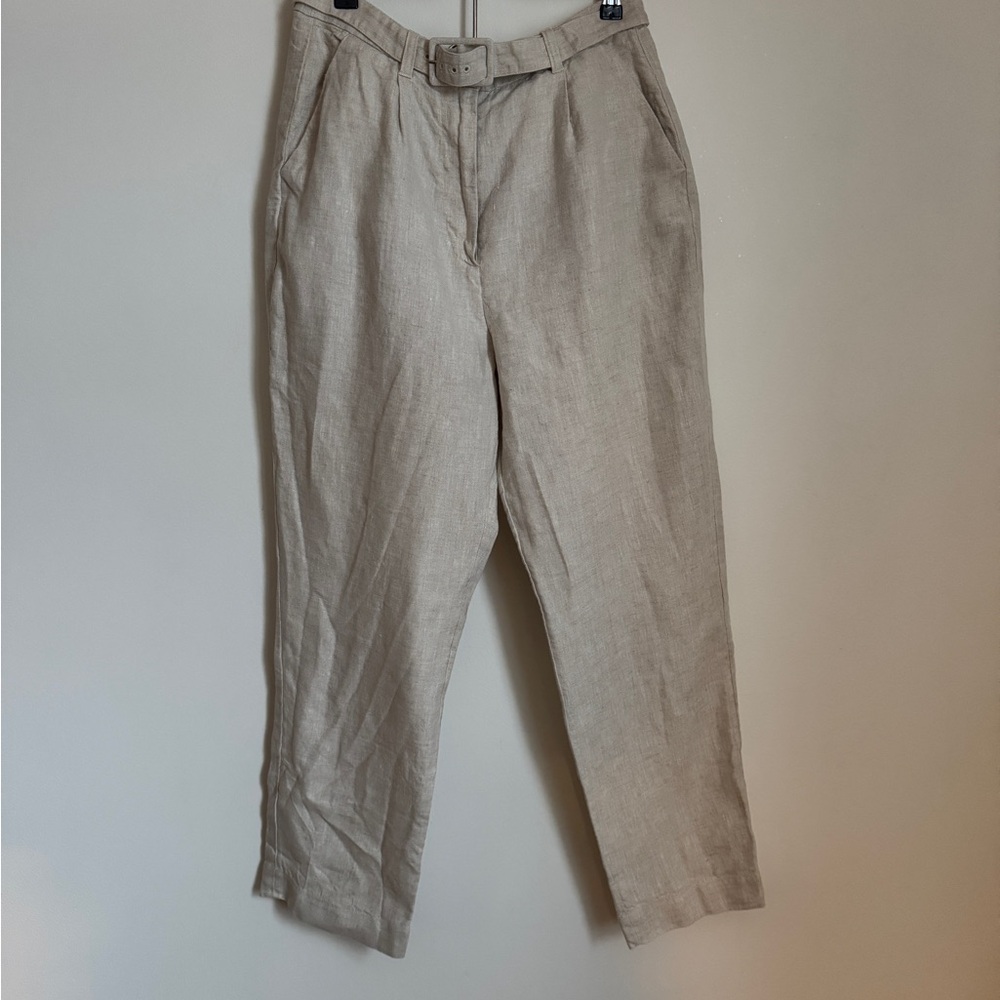 & Other Stories linen tan pants with belt
